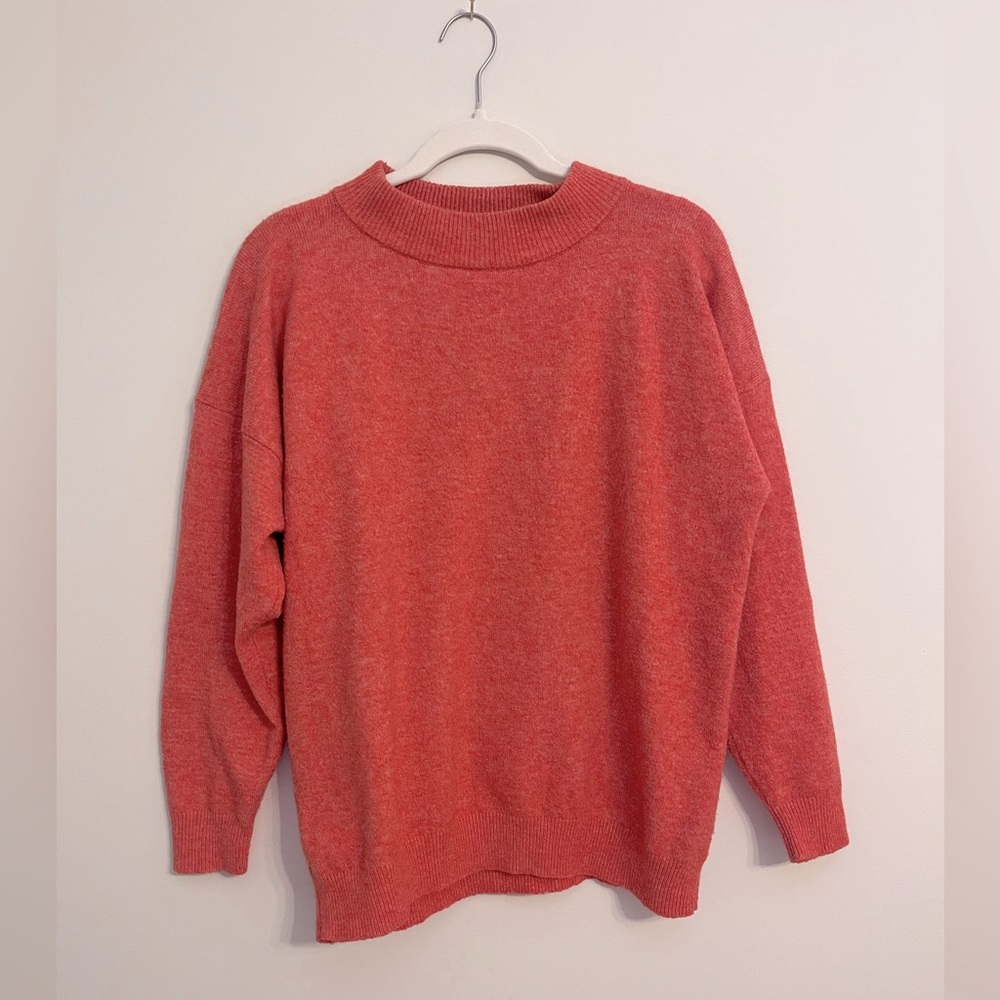 SMALL Red orange Mock Neck sweater, like new, a new day from target